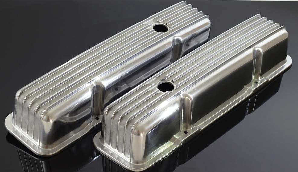 SBC CHEVY 350 383 TALL RETRO STYLE VALVE COVERS ALUMINUM FINNED 8501